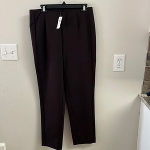 Dark Brown Elastic Waist Dress Slacks